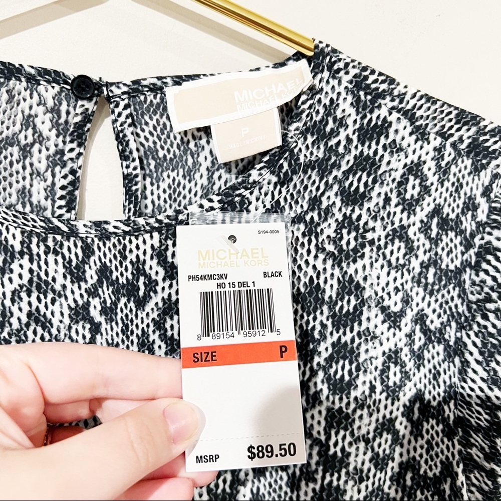 NWT Michael Kors Snakeskin Animal Geometric Print Peplum Top size P - Picture 4 of 8